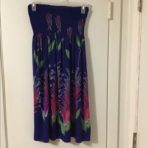 Cristinalove Tropical Print Strapless Dress